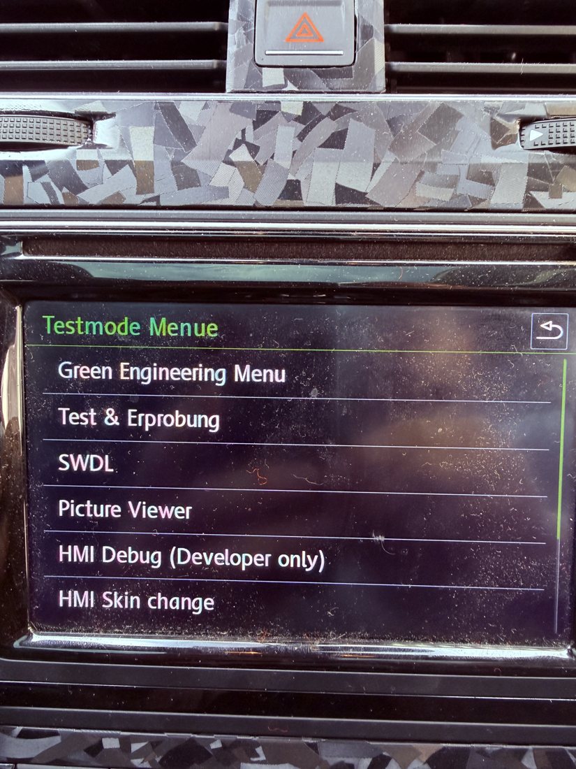 Testmode on the factory MIB2 after a separate read-only verification of developer mode.