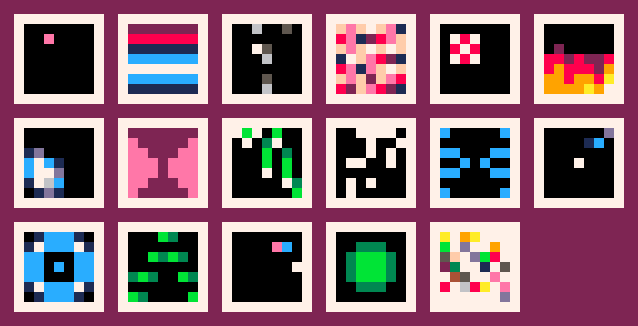 All seventeen demos, one frame each (pixel-exact re-renders)