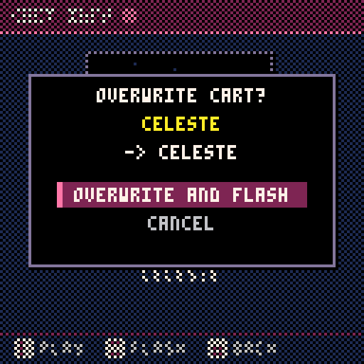 Capture: the overwrite confirmation naming both games