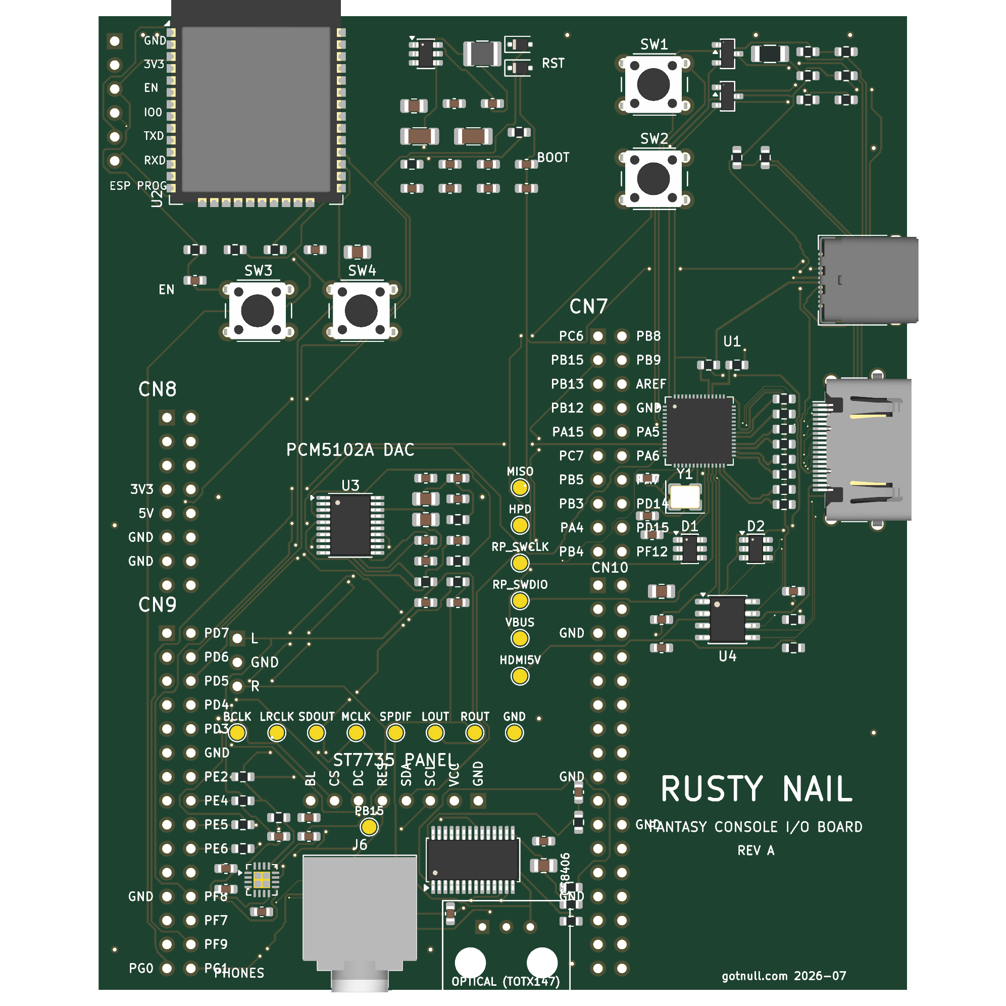 The routed board, top side