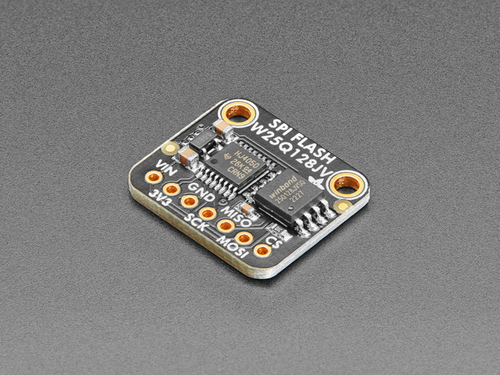The Adafruit W25Q128 SPI flash breakout - 16 MiB, with level shifting and a 3.3V regulator on board